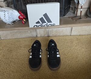 Adidas  Womens Black and White Sneakers with Brown Sole